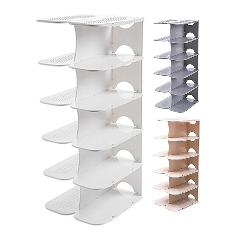 

Practical DIY Assembly 6 Layers Stand Shoe-Shelf Stackable Shoe Cupboards Shoe Rack Space Saving For Hallway Safety Shoe