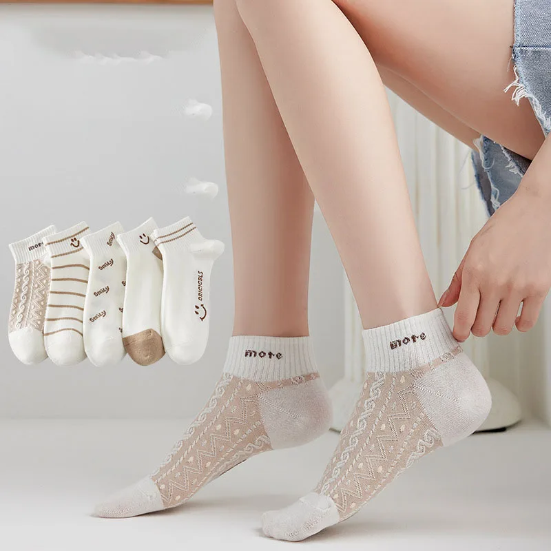 Socks Ladies Summer Girls Spring And Summer New Socks Cotton Socks Day Series Cartoon Boat Socks Invisible Socks