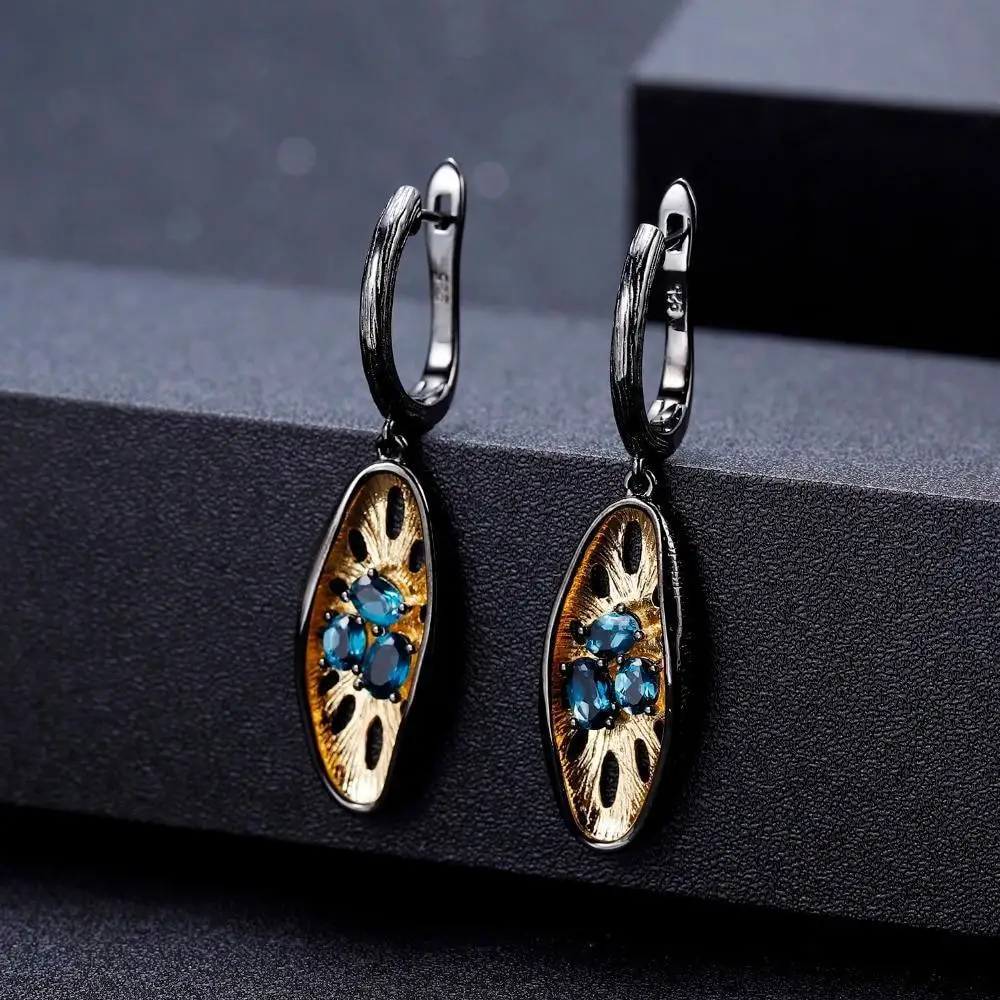 

Hot New 2023 Fashion Blue Gem Earrings Fashion Long Water Drop Earrings Earrings Two Color Earrings Jewelry Gift