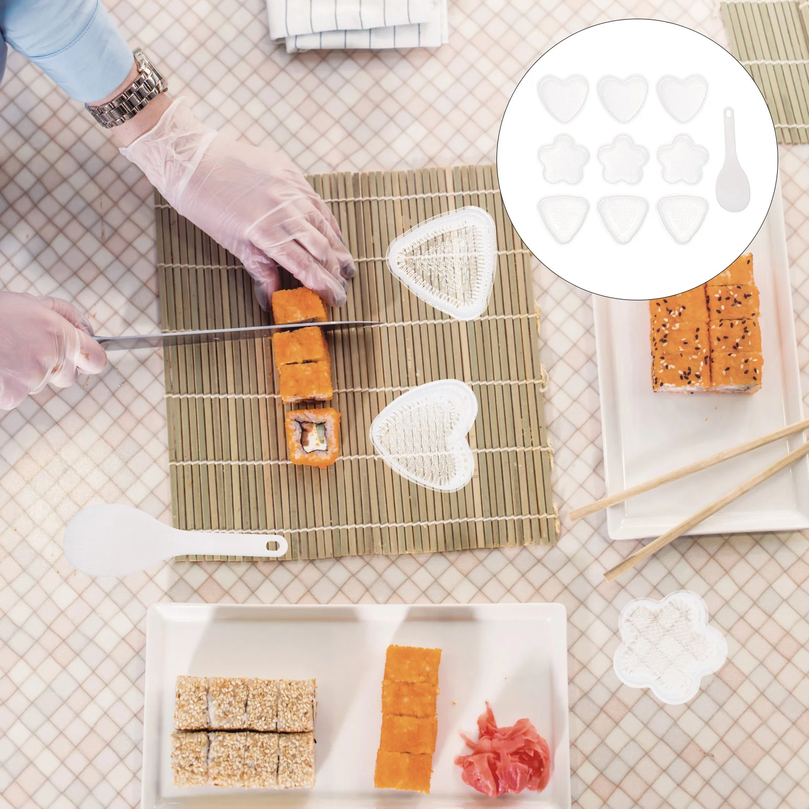 

Sushi Rice Maker Onigiritriangle Mold Dough Press Makingstamper Cube Home Cookie Shaper Nigiri Shake Roller Makersmolds Diy