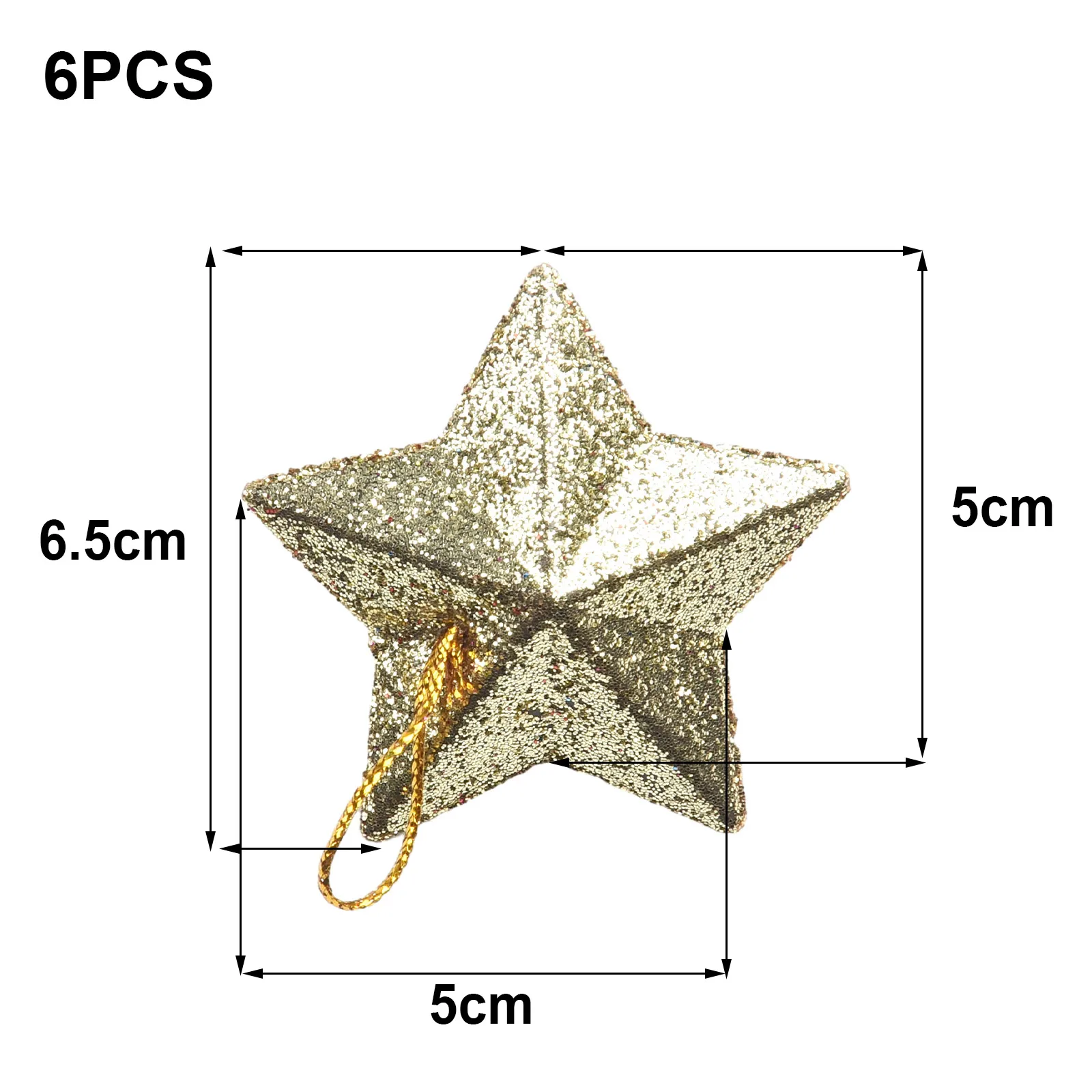 

6Pcs Glitter Star Pendant Christmas Tree Hanging Decorations Plastic 5cm Stars Craft Ornament For Birthday Party Home Decoration