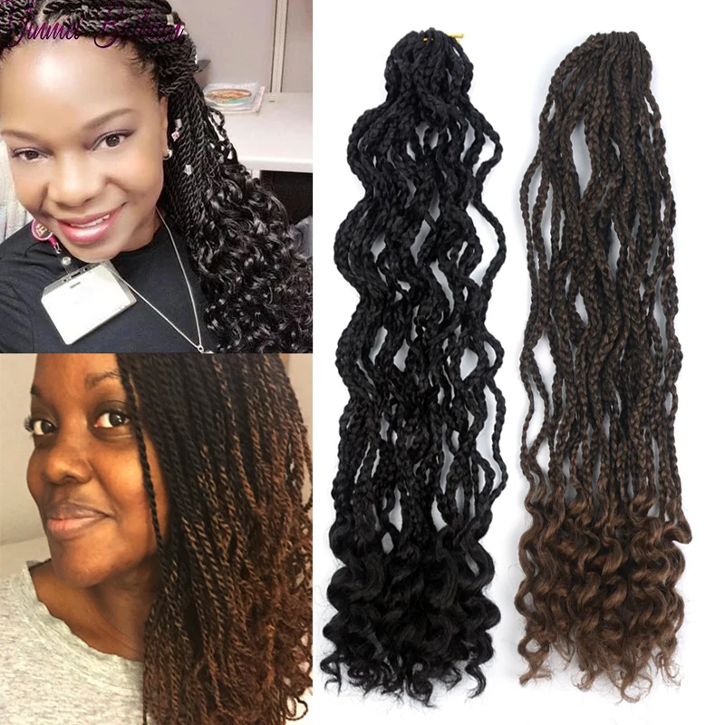 

Синтетические Сенегальские скрученные волосы, кудрявые концы, курчавые косички, 20 дюймов, крючком, дреды, плетение, наращивание волос для че...