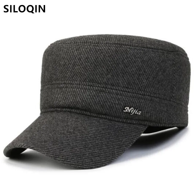 

2022 Winter New Plush Thickening Warm Military Hats For Men Cold Proof Earmuffs Hat Trucker Hat Men's Flat Cap Dad Keep Warm Cap