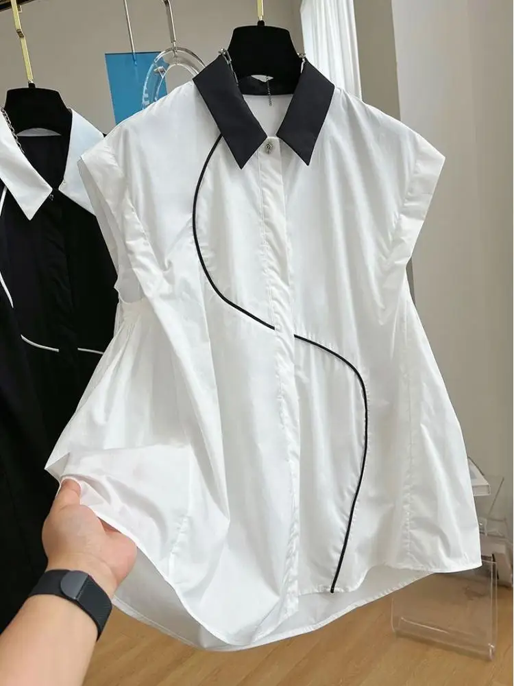 

Design Sense Sleeveless Shirt Women's 2023 Summer New Loose Cotton Polo Casual Top Fashion