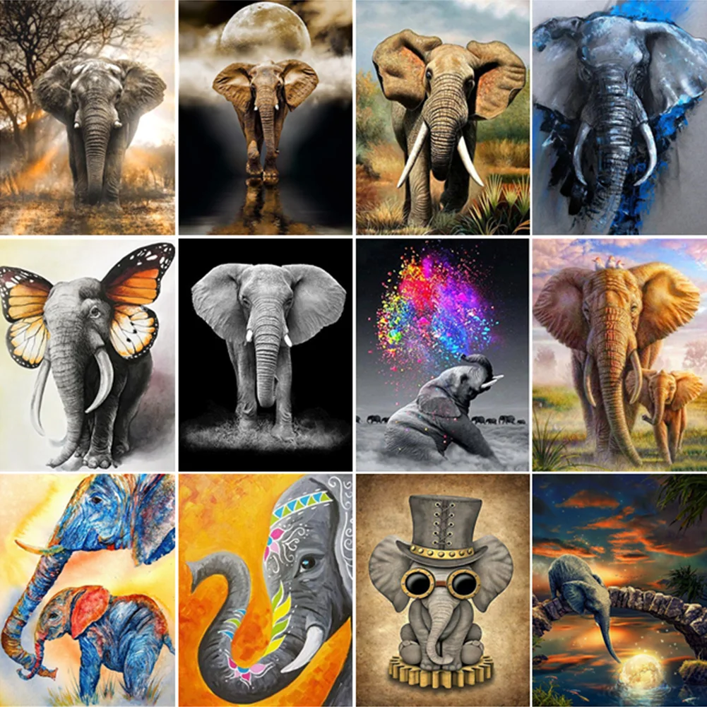 

5D DIY Diamond Painting Animal Elephant Full Round/Square Drill Diamond Embroidery Mosaic Rhinestone Pictures Home Decor Gift