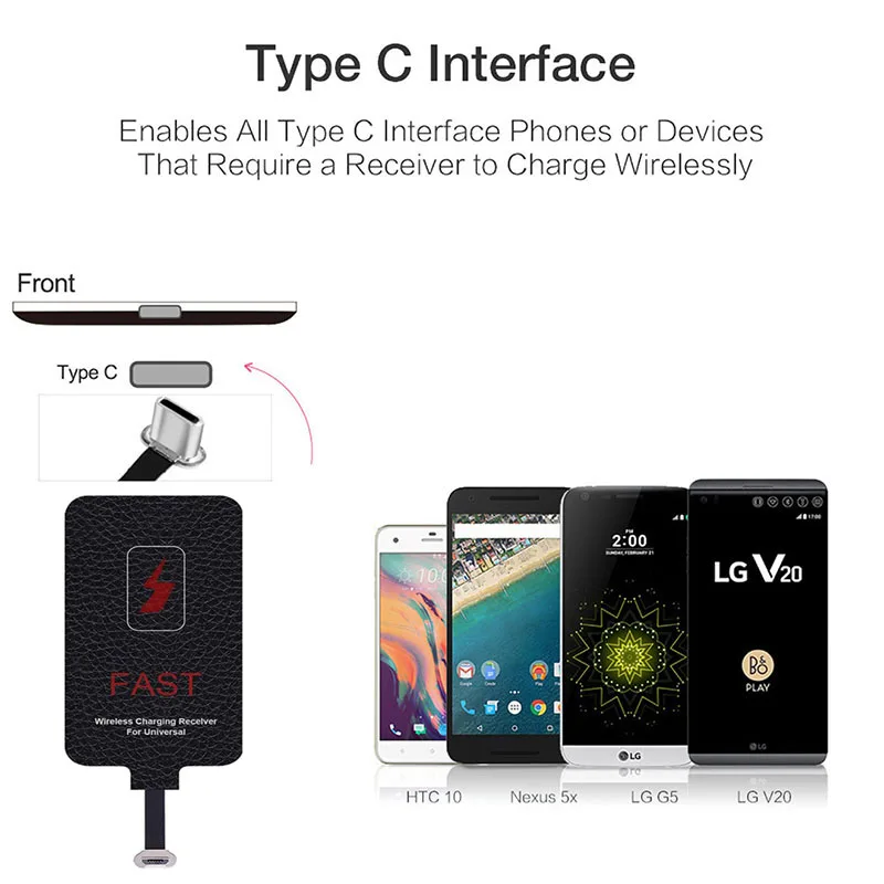 10w qi wireless charging receiver for samsung huawei xiaomi iphone5 7 universal micro usb type c fast wireless charger adapter free global shipping