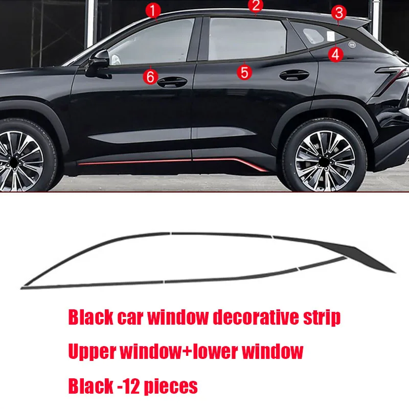 

Для Jetour Dashing 2022 2023 2024 2025 Материал из нержавеющей стали, черное окно, декоративная полоса, внешнее украшение