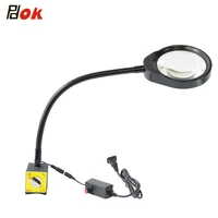 10x magnifying glass lamp flexible gooseneck magnifier with strong magnet base adjustable led lights for machinery process
