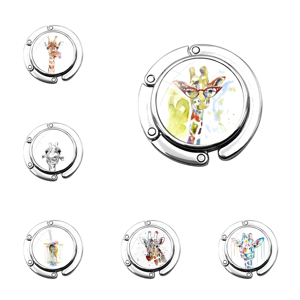 Складной крючок для кошелька с милым животным и рисунком жирафа хранения женской