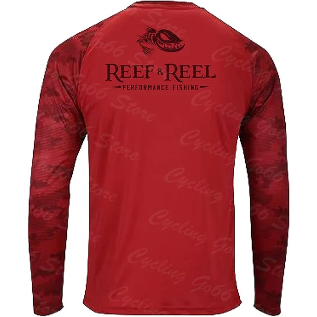 REEF & REEL Men's Fishing Shirt Summer Outdoor Long Sleeve T Shirt Fish Wear Sun Protection Breathable Angling Clothing Top 1