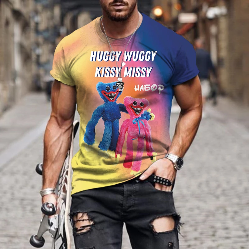 

Summer NEW Men Tshirts Cute Huggy Wuggy Cartoon Top Tee Male Loose Fashion 3D Prints Animal Hip Hop Harajuku Anime Short Sleeve