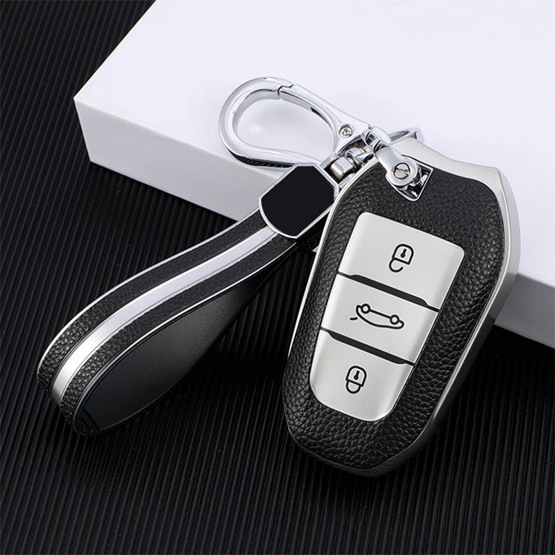 

TPU+Leather 3 Buttons Car Key Case Cover For Peugeot 208 308 508 408 2008 5008 3008 Citroen C4 C6 C3-XR Picasso For DS3 DS4 DS5