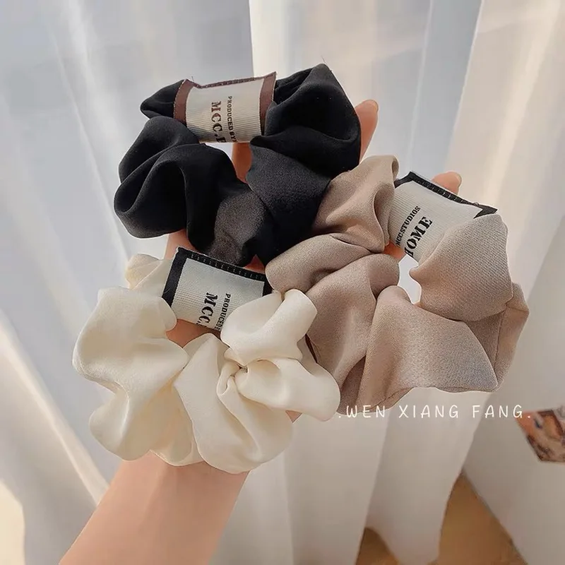 

Korea Fashion Silk Scrunchie For Women Solid Satin Hair Band Girl Elastic Hair Tie Rope Crunchies Hair Accessories Chouchou