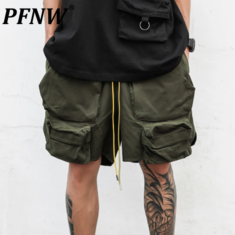 

PFNW Spring Summer New Men's Fashion Darkwear Drawstring Safari Style Shorts Functional Pockets Loose Casual Cargo Pants 12A7685