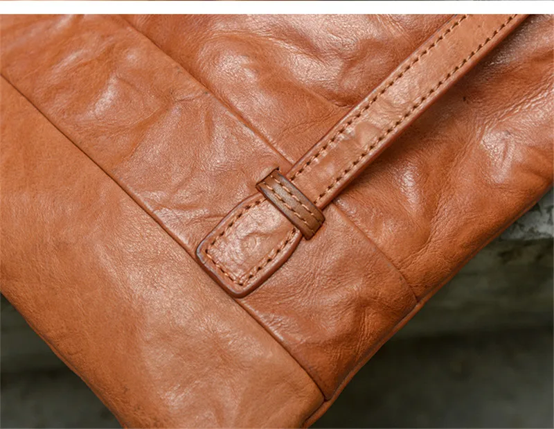 Retro fashion luxury natural genuine leather men large-capacity clutch bag daily work teenager outdoor mobile phone wallet bag