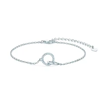 trendy s925 sterling silver 2 circle 0 1ct moissanite bracelet for women plated white gold d color moissanite bracelets bangles