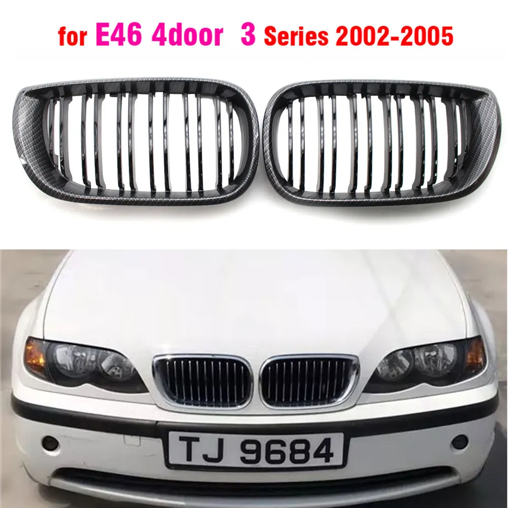 Car Front Bumper Kidney Hood Grille Racing Grill  Black For BMW E46 4-Door Touring Saloon 2002 2003 2004 2005