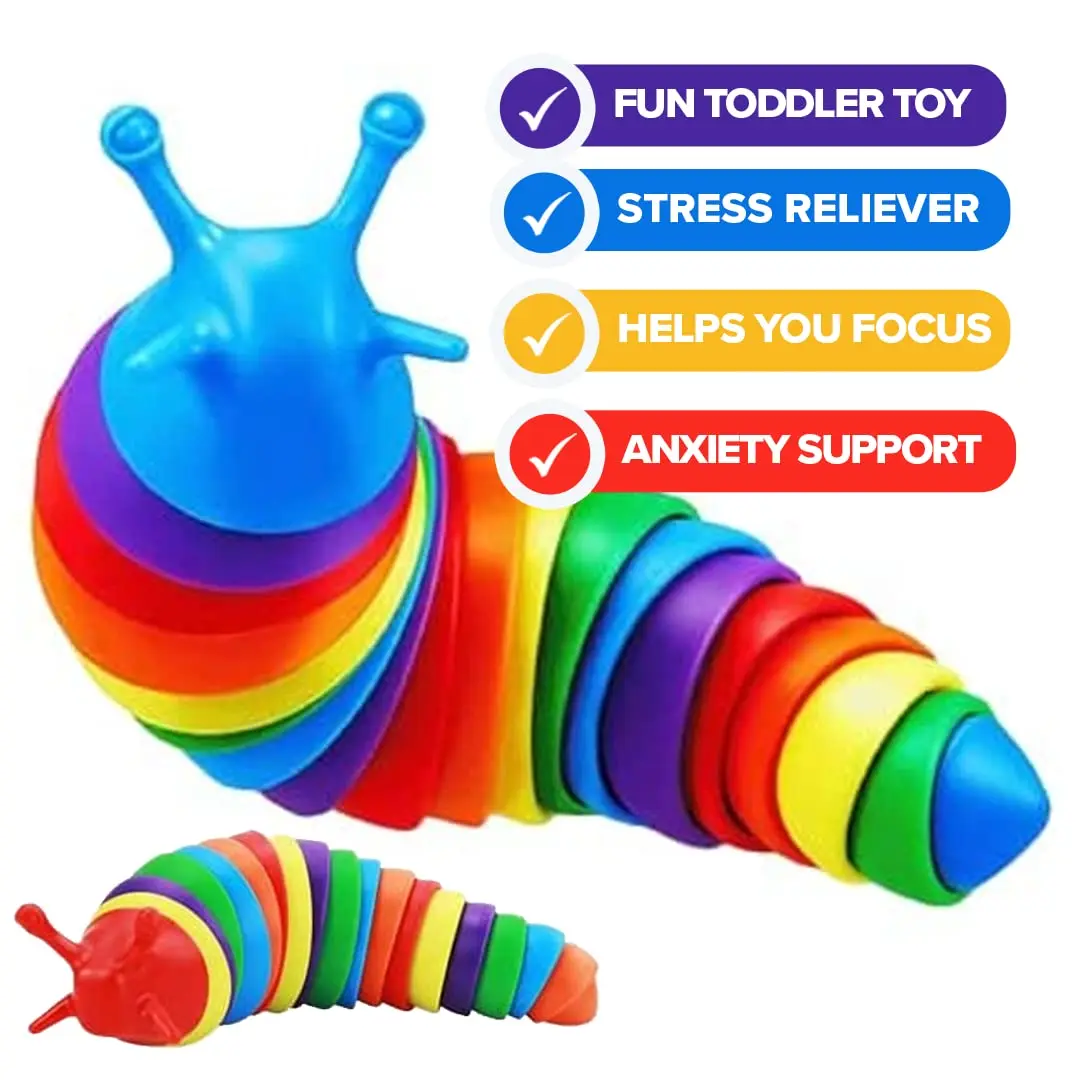 

2pcs 3D Slug Articulated Realistic Insects Toy Fun Crawling Sensory Toy Can Be Twisted Casually Pleasant Release Stress
