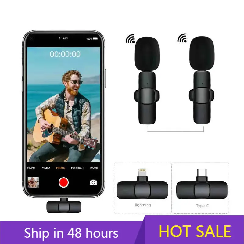 

Wireless Lavalier Microphone Broadcast Lapel Microphones Set Short Video Recording Chargeable Handheld Microphone Live Streaming