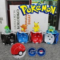2pcs pokemon collection pok%c3%a9 ball touch to flip toy charmander pikachu squirtle bulbasaur froakie action figure deformed toy