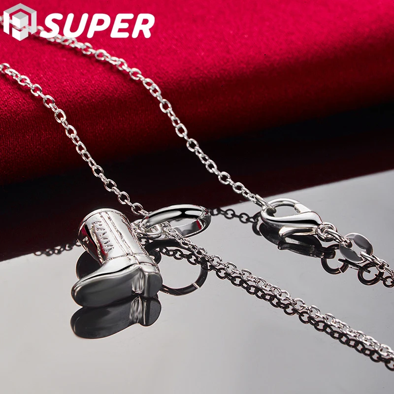 Ожерелье с подвеской в виде ботинок и змеиной цепочки 16-30 дюймов из стерлингового