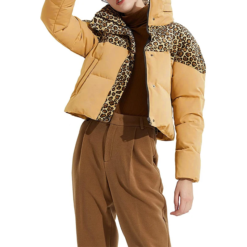 Vintage Women's Leopard Print Parka Loose Fashion Long Sleeve Ladies Padded Clothes Casual Street Warm Winter Jacket 2022 New