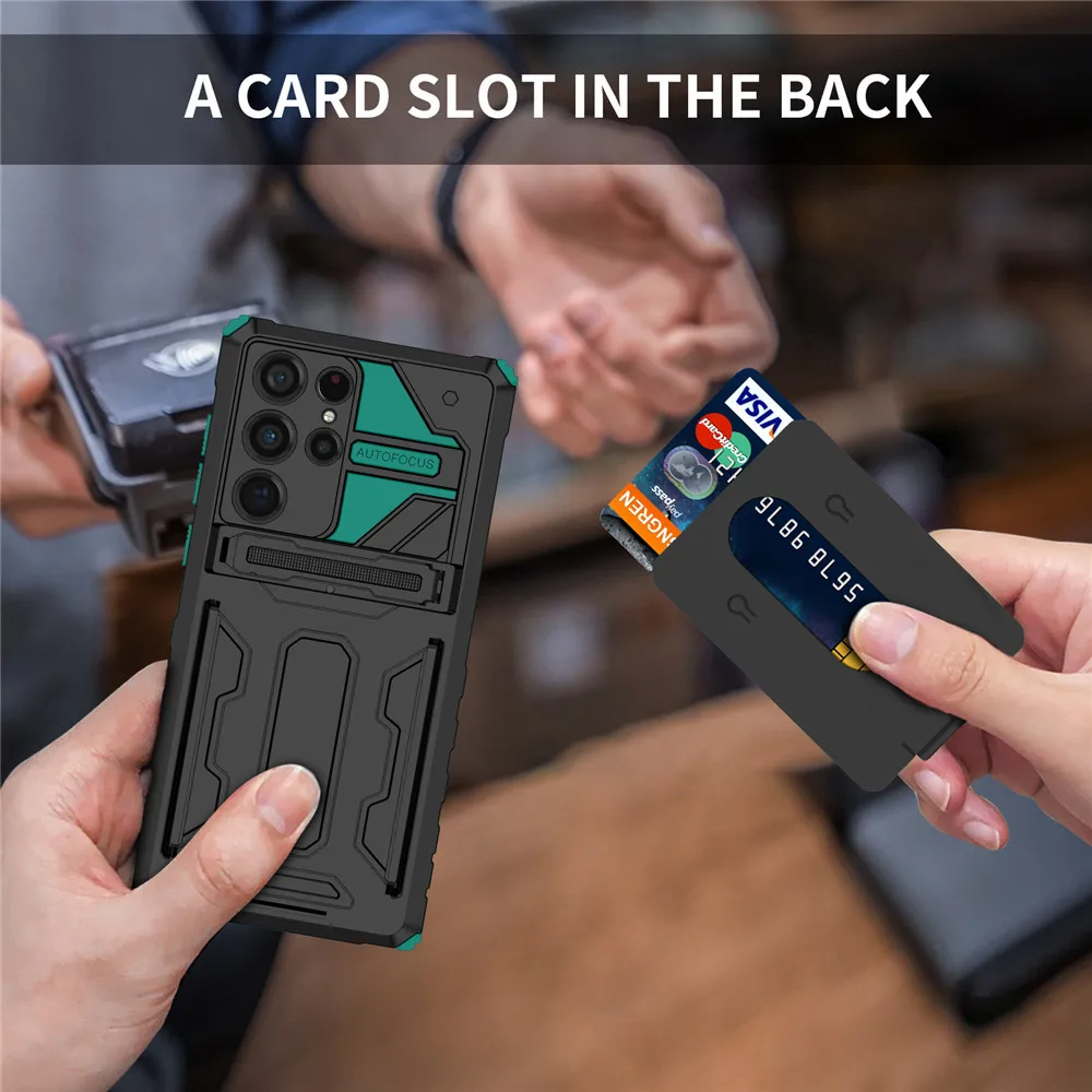 

S22 Ultra For Samsung S22 S21 Ultra Plus Case Kickstand Card Slots Cover Galaxy Note 20 Ultra A53 A13 A32 A52 A72 A12 A21S A52S