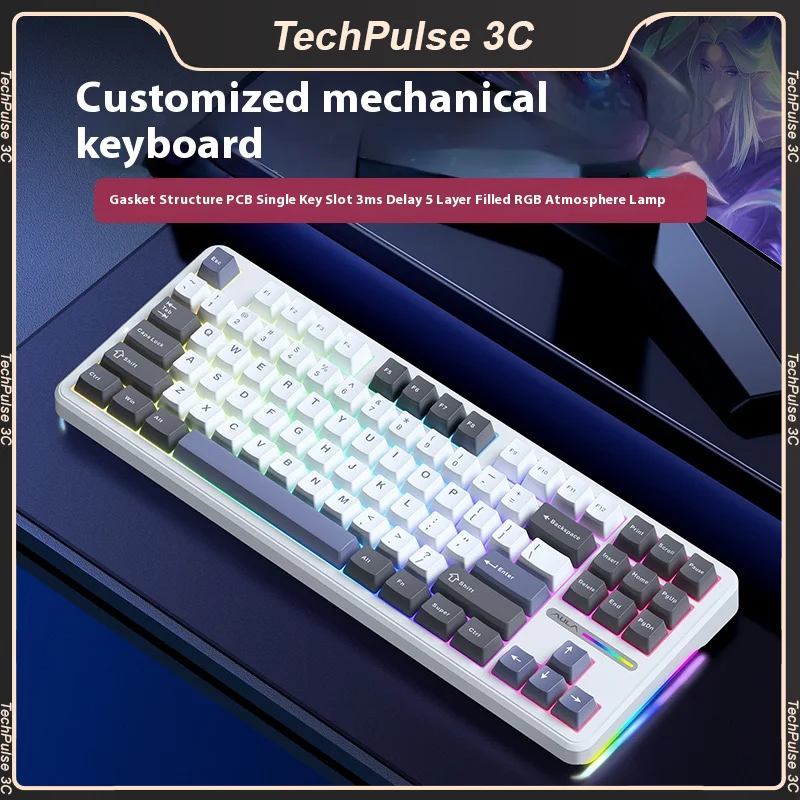 Беспроводная механическая клавиатура Aula F87 Pro RGB PBT 87 клавиш