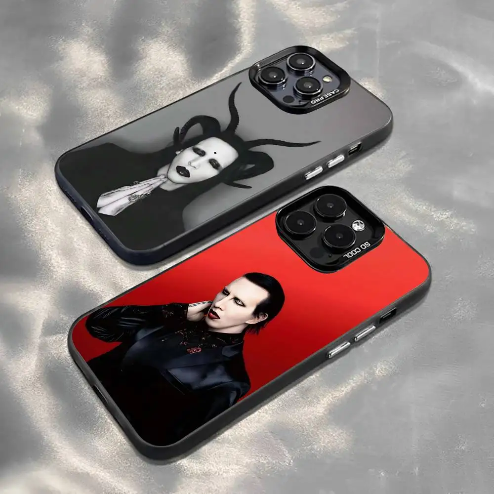 Фото Чехол для телефона S-Singer M-Marilyn M-Manson для iPhone 17, 16, 15, 14, 13, 12, 11 Plus, Pro Max, XS, цветной серебристый чехол-накладка №1