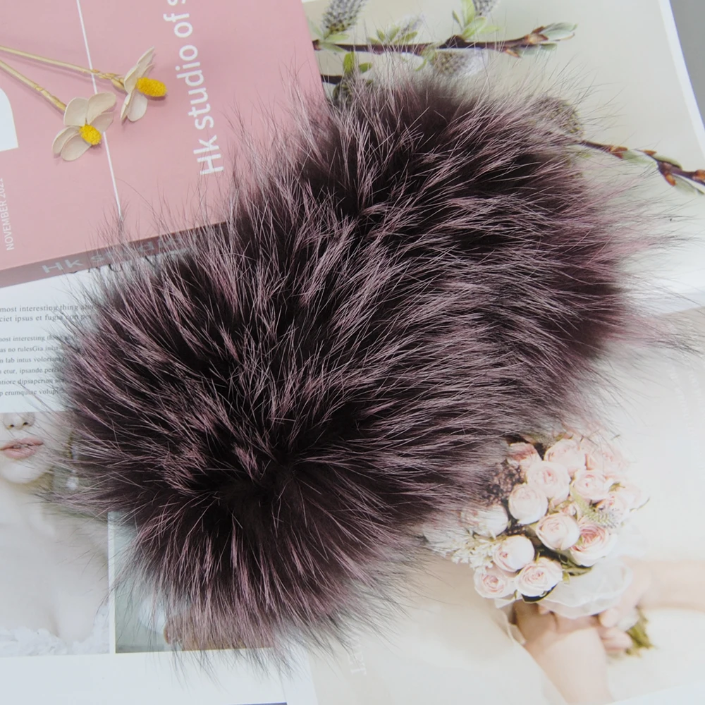 Уличный вязаный пушистый мех лисы с эластичным кольцом на голову зимний женский