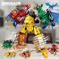 6in1 dinosaur world deformation model building blocks tyrannosaurus rex bricks figures toys birthday gifts for kid boy