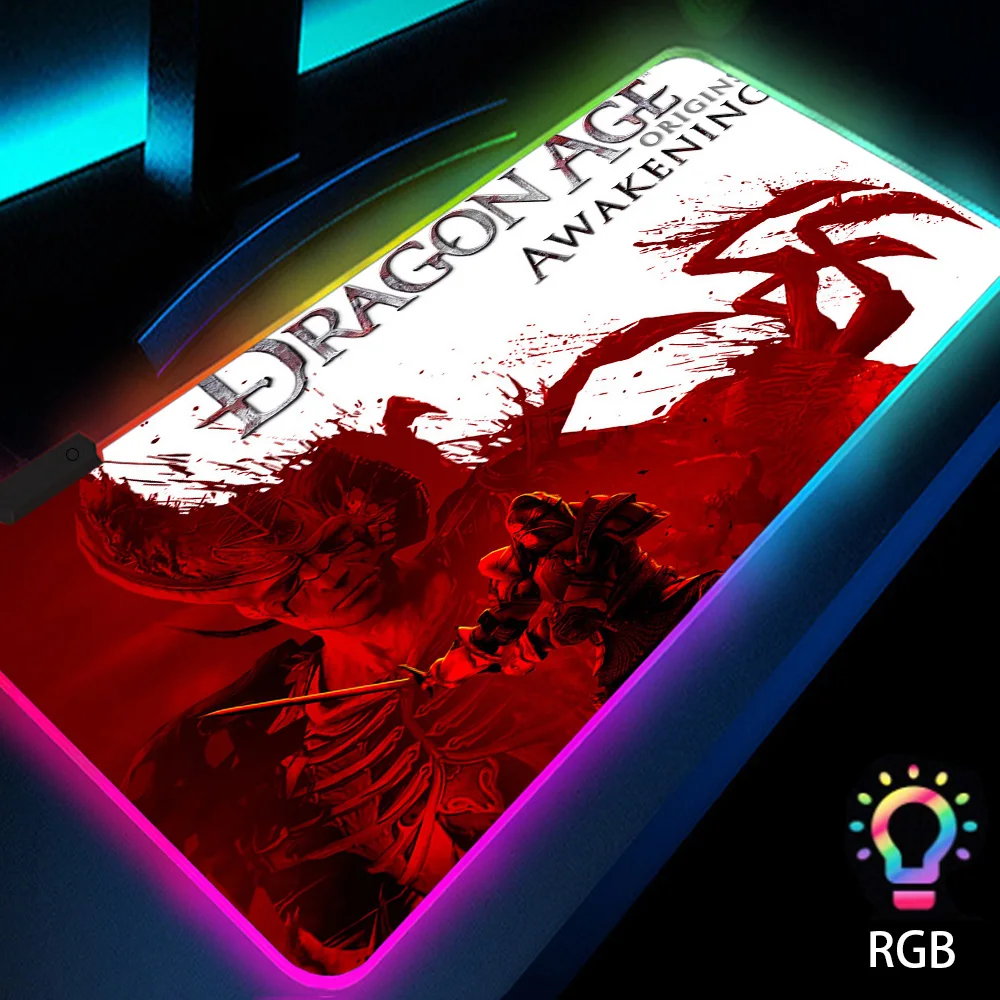 

Dragon Age Japanese Mouse Pad Anime Desk Rubber LED Gaming Equipment for Computer Red RGB Pc Office Keyboard Backlit Game Mats
