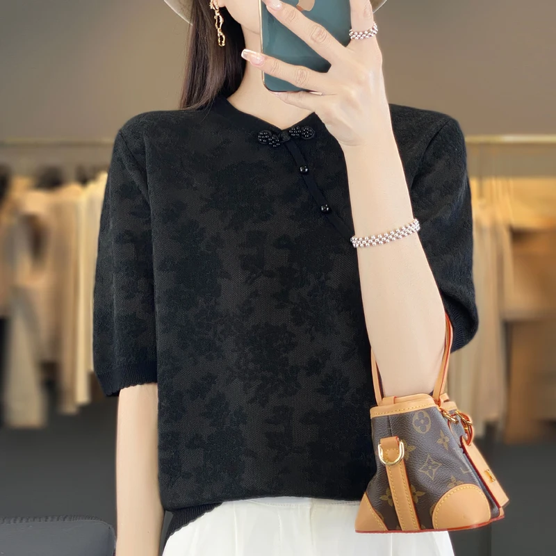 Новинка летняя Облегающая рубашка в китайском ретро-стиле Ципао с воротником и