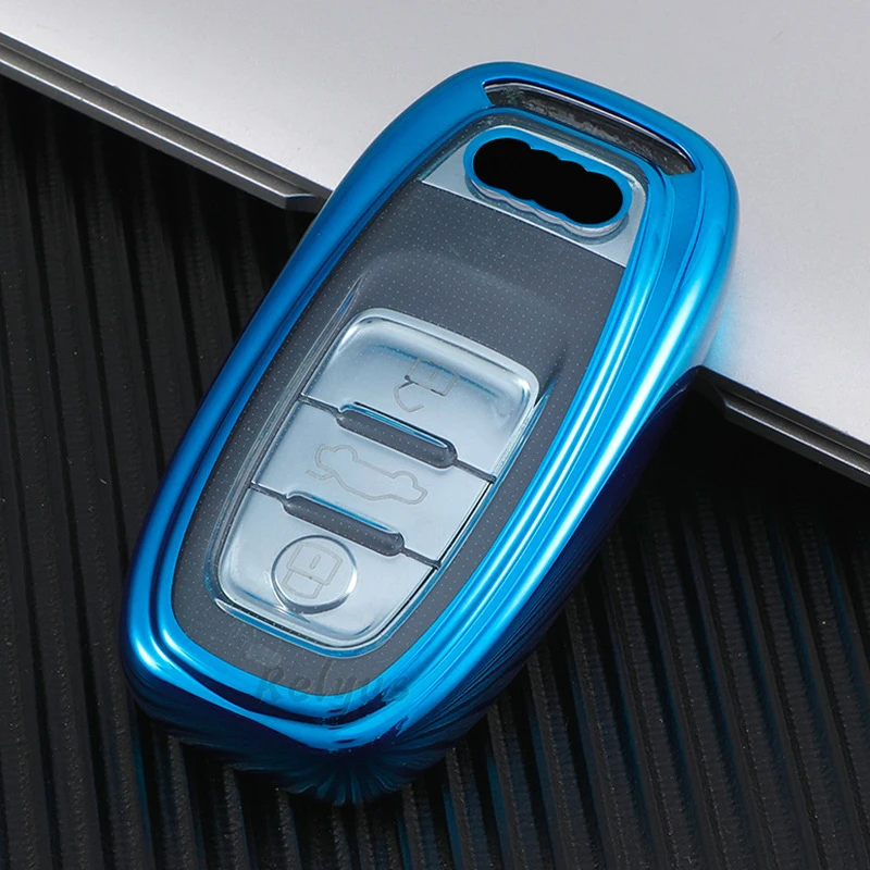 

TPU Car Key Case Cover for Audi A1 A3 A4 A5 A6 A7 A8 Quattro Q3 Q5 Q7 2009-2015 Transparent Key Protector Shell Auto Accessories