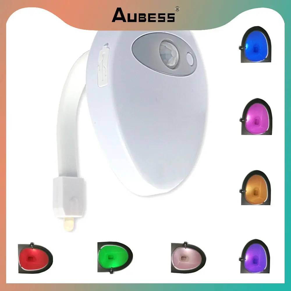 

PIR Motion Sensor Toilet Lights USB LED Colors Rechargeble Waterproof for Tiolet Bowl WC Luminaria Lamp For Bathroom Washroom