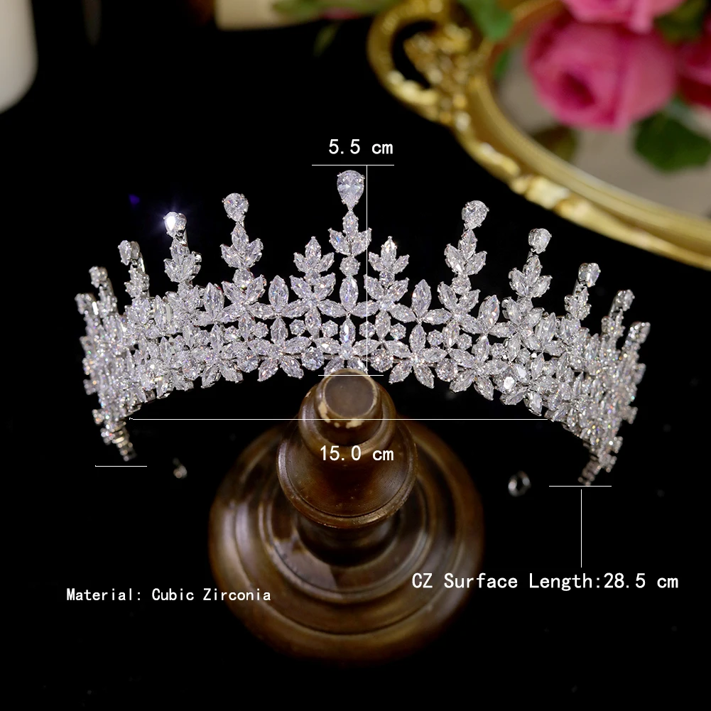 Женская тиара из серебра с кристаллами повязка на голову кубическим цирконием