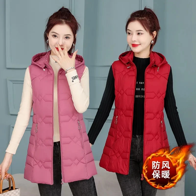 Женский пуховик новая хлопковая стеганая куртка средней длины с капюшоном