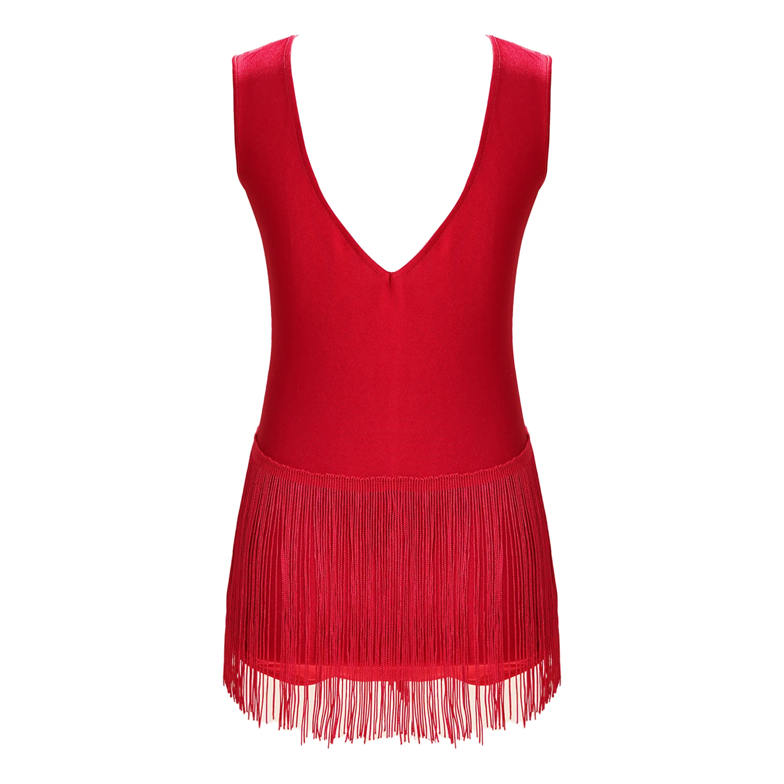 Детское Женское боди без рукавов с бахромой для фигурного катания танцев