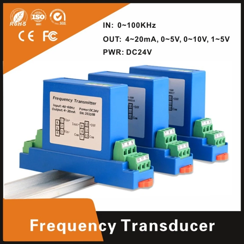

40-60hz Pulse Square Wave Frequency Transducer 45-55hz 0-100khz High Frequency Signal Isolated Transmitter