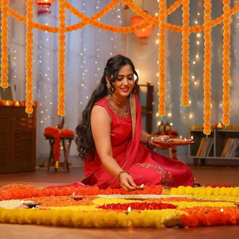 Цветочная гирлянда 5 футов цветы календулы гирлянды Дивали цветочные украшения