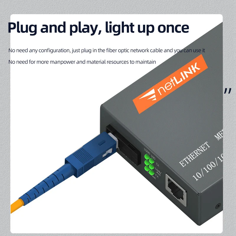 1 Pair Gigabit Fiber Optical Media Converter 10/100/1000Mbps Fiber Transceiver Single Mode Single Fiber SC Port