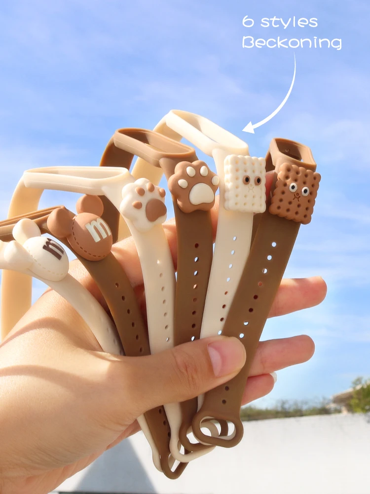 For Mi Band 7 6 5 4 3 Watch Bracelet Of Xiaomi MI Band 6 5 4 Silicone Watch Strap Creative Doll Smart Replacement Wristband Gift