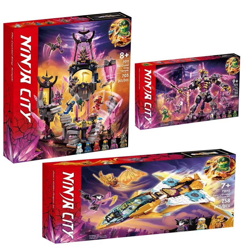 

Храм короля из кристаллов и Джет Золотого Дракона Зейн, совместим со строительными блоками Disney 71770 71771, развивающие игрушки россыпью