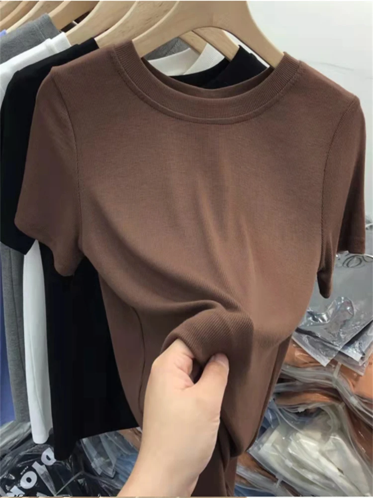 

7 цветов, летняя женская футболка, футболка для девочек, женская одежда, короткий рукав, Весенняя хлопковая Футболка оверсайз, женская футбо...