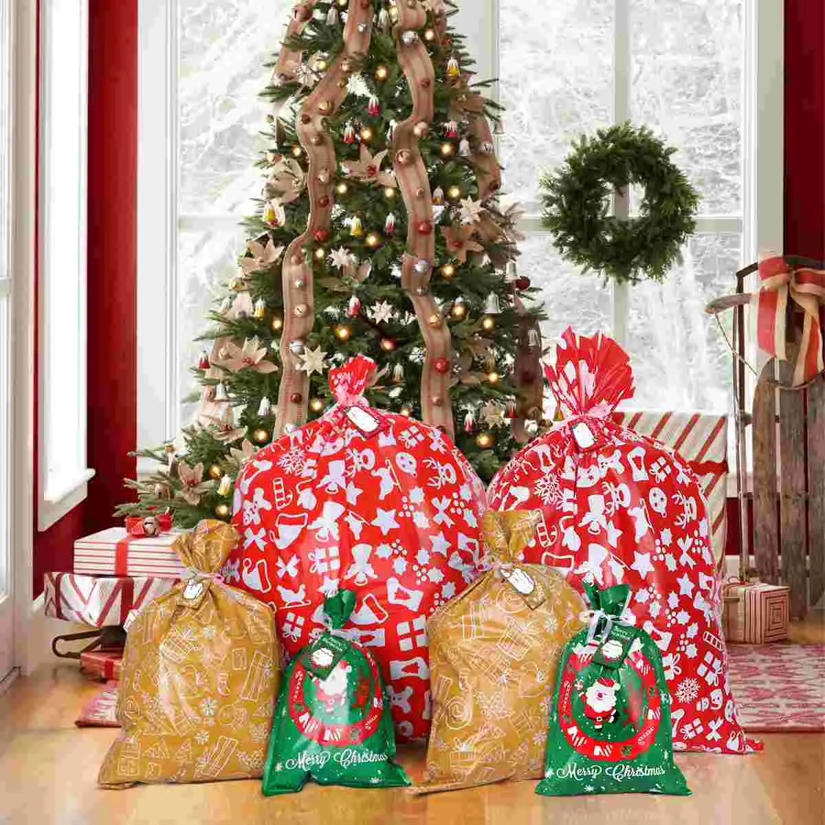 

Toyvian 24PCS Christmas Gift Bags Assorted Styles Christmas Gift Wrapping Goodie Bags Favor Pouches for Xmas Party Wedding