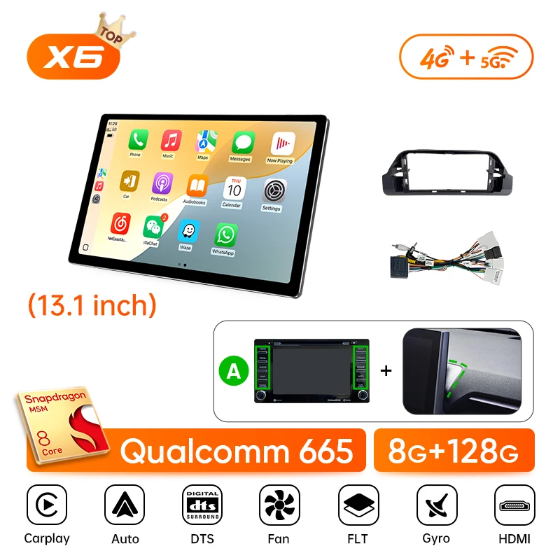 

Автомагнитола Ainavi 13.1 дюйма для Toyota RAV4 2019-2025 XA50 с HDMI, 2K, Carplay, беспроводным Android Auto, 4G и мультимедиа