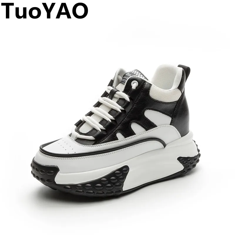 

Женские весенне-зимние кроссовки на танкетке, из натуральной кожи