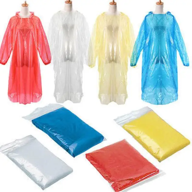 

5pcs Random Color Disposable Adult Emergency Rain Coat Waterproof Poncho Hiking Camping Hood Small Raincoat Rain Clothes Unisex