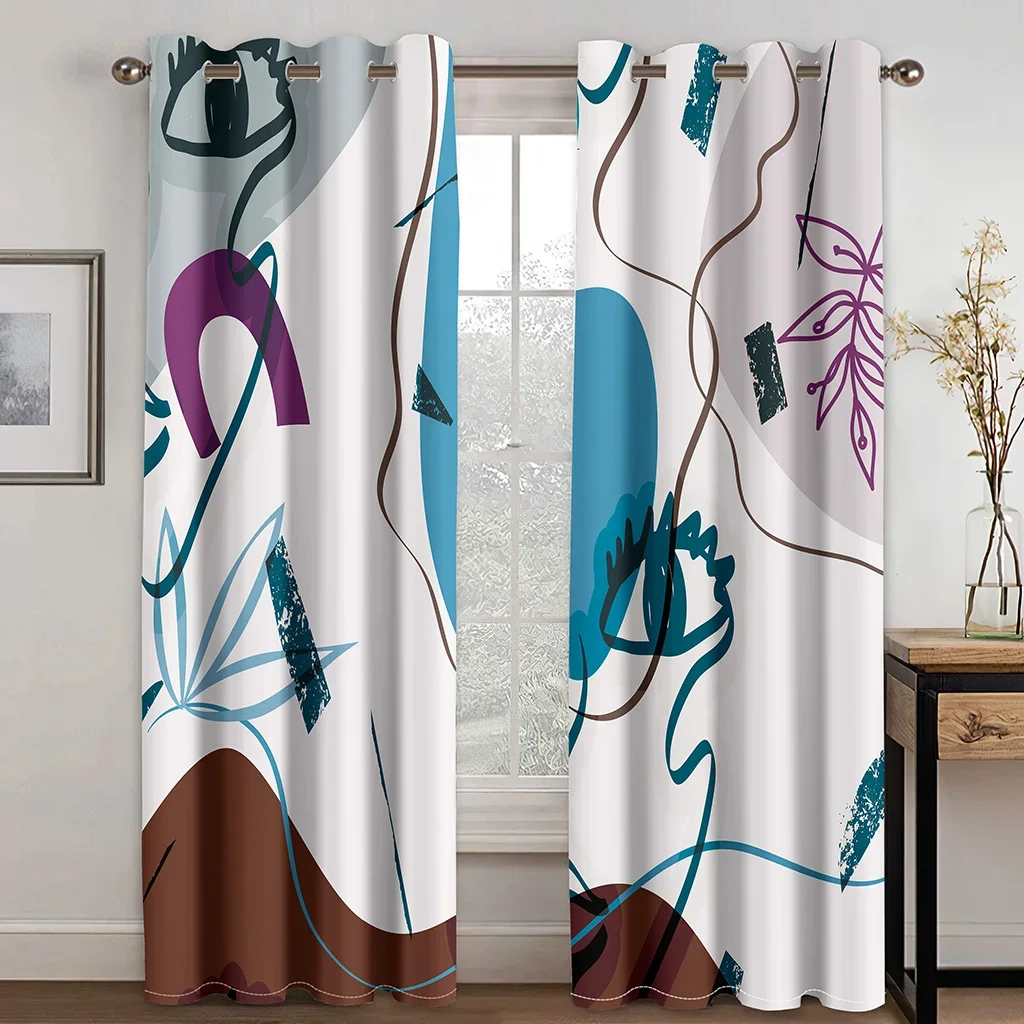 Недорогие тонкие оконные шторы с абстрактным изображением лица желтого цвета