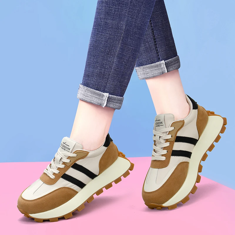 Женские кроссовки на толстой подошве повседневные с мягкой подошвой обувь в